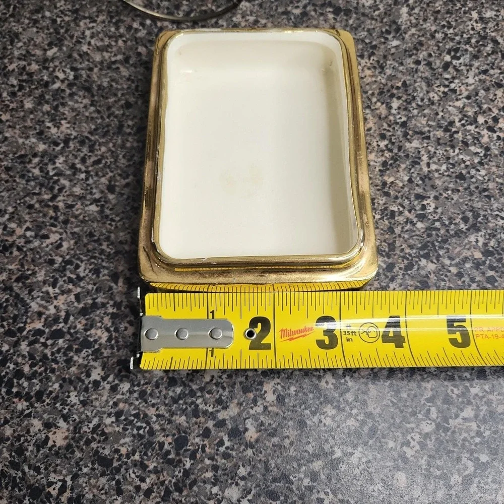 Vintage MCM Atlas Satin Gold Wagon Cart Candy Dish Nut Server Ashtray Caddy Gold